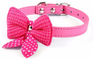 Pet Dog Puppy PU Leather Neck Collar Knitted Bow