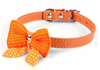 Pet Dog Puppy PU Leather Neck Collar Knitted Bow