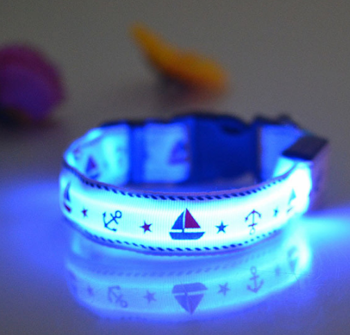 New LED Pets Dogs Sailor Pattern Collar